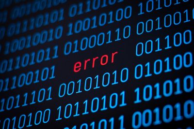 Binary code error on a computer screen