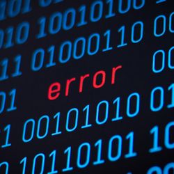 Binary code error on a computer screen