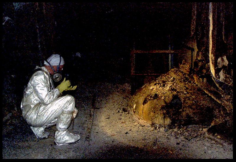 Located in the basement below Chernobyl's Reactor 4, the Elephant's Foot is a mass made of melted nuclear fuel mixed with lots and lots of concrete, sand, and core sealing material.