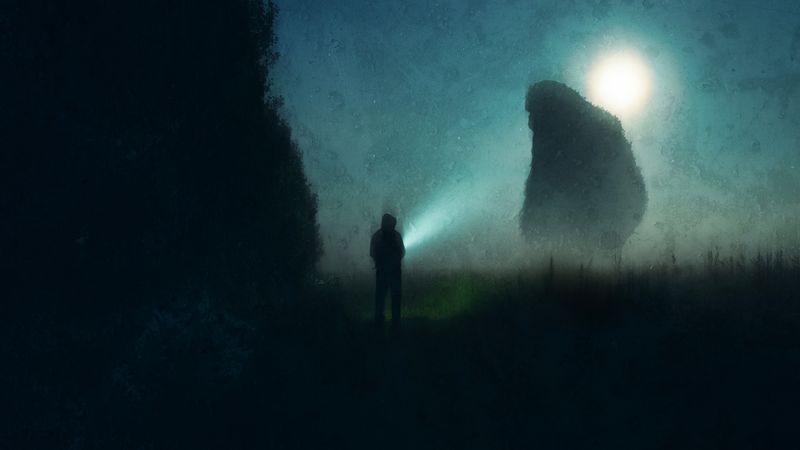 Giant silhouetted against the Moon