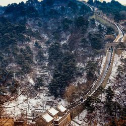 A later part of the Great Wall of China, likely built during the Ming Dynasty (1368–1644 CE).