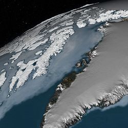 Data Visualization showing Greenland's ice sheet on Earth Globe.