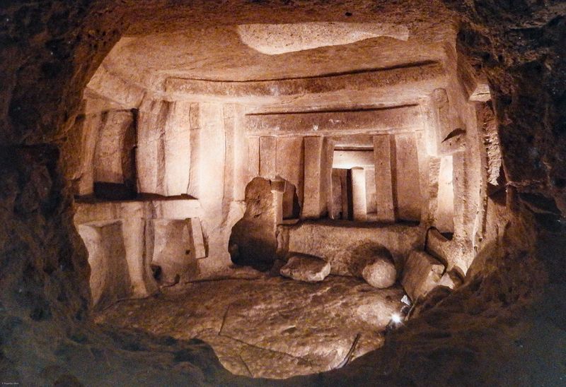 The Hal-Saflieni Hypogeum is a subterranean structure featuring chambers, corridors, open spaces, nooks, and halls
