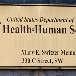 The placque at the entrance of the United States Department of  Health& Human Services located in the  Mary E. Switzer Memorial Building 330 C Street, SW