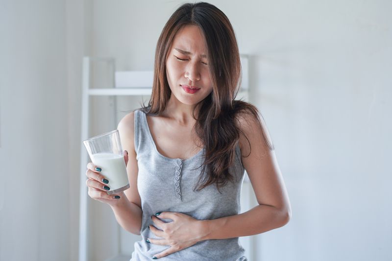 Woman with lactose intolerance