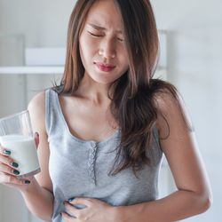 Woman with lactose intolerance