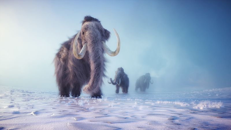 3D rendered illustration of Mammoth in a winter landscape. 
