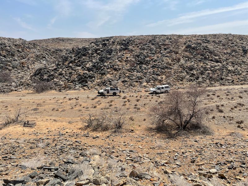 Landscape in Namibia with marble outcrops where the bands of micro-burrow were found.