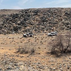 Landscape in Namibia with marble outcrops where the bands of micro-burrow were found.