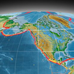 outline of the north american tectonic plate on a diagram of the top of the earth