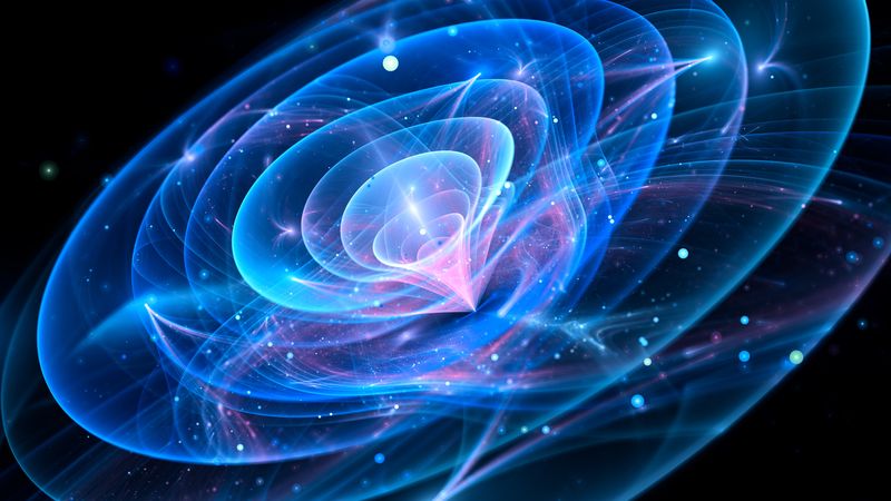 glowing transparent concentric waves that are made to look a bit like a steros speaker