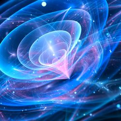 glowing transparent concentric waves that are made to look a bit like a steros speaker
