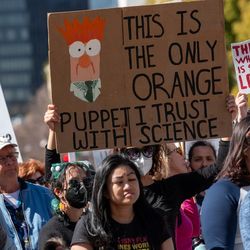 Sacramento, California, USA. March 7, 2025. Stand up for Science protest iin front of the capitol. Science advocates, and scientist carry signs protesting against government policies