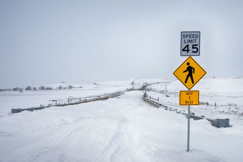 Snowy road in North Dakota