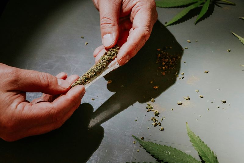 Person rolling a joint