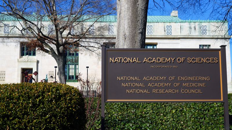 The sign outside national academy of sciences, national academy of engineering, national academy of medicine, national research council 