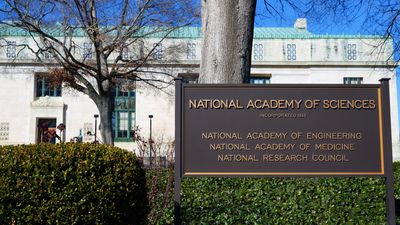 The sign outside national academy of sciences, national academy of engineering, national academy of medicine, national research council 