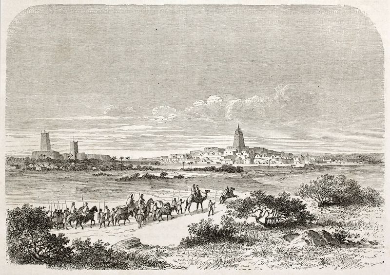 An illustration of Timbuktu published in the France travel journal "Le Tourdu Monde" in 1860.