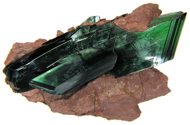 Green vivianite crystal