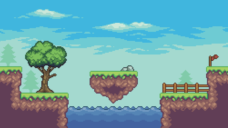 A 2 dimensional game world.