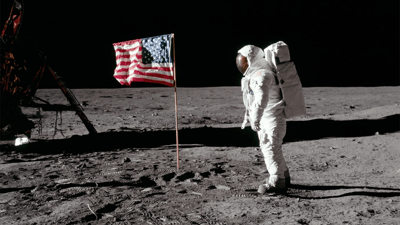 Neil Armstrong on the Moon.