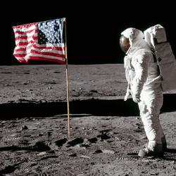 Neil Armstrong on the Moon.