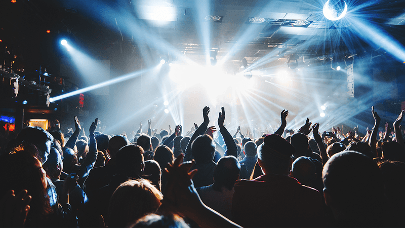 An audience in a stadium.