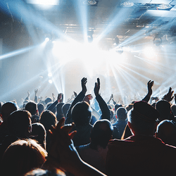 An audience in a stadium.