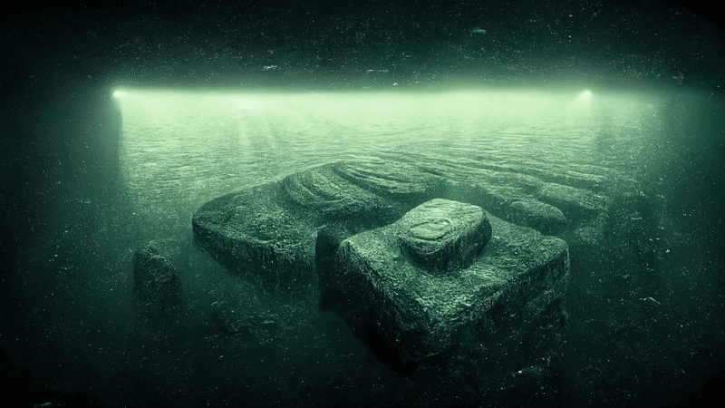 illustration of an underwater submersible discovering a strange structure in the baltic sea