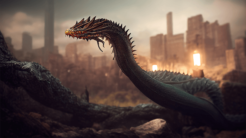 3D illustration of a basilisk.
