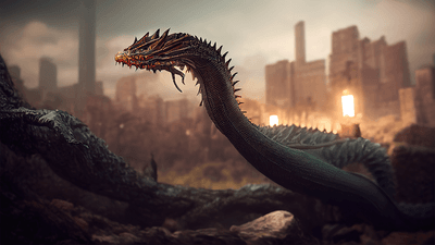 3D illustration of a basilisk.