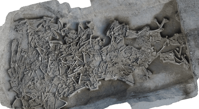 The skeletons lay jumbled and in different positions on an area of 15 square metres.