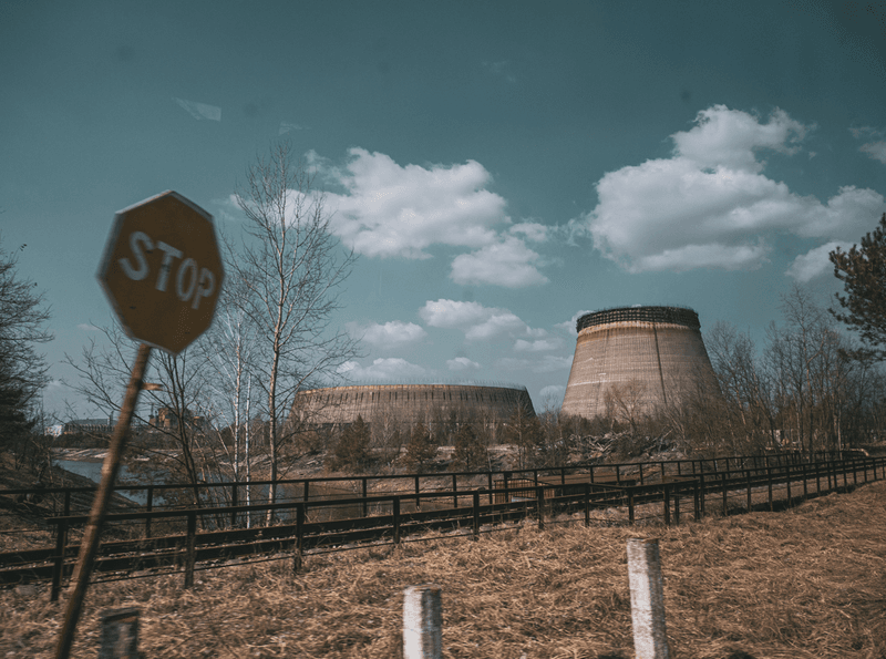 Chernobyl nuclear power plant cooling tower, abandoned city Pripyat, Chernobyl, Ukraine.