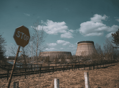 Chernobyl nuclear power plant cooling tower, abandoned city Pripyat, Chernobyl, Ukraine.
