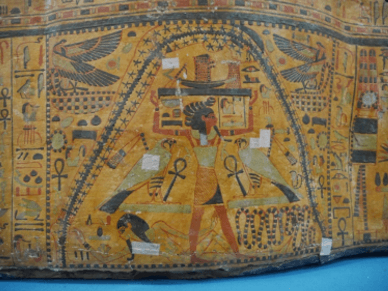 Depiction of goddess Nut on coffin of ancient Egyptian priestess