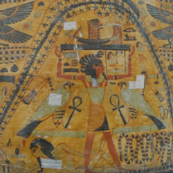 Depiction of goddess Nut on coffin of ancient Egyptian priestess
