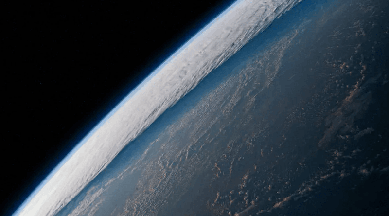 The International Space Station orbits above a cloudy Pacific Ocean – the domain of the El Niño/Southern Oscillation (ENSO) –in April 2022.