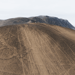 Motor vehicle tracks have torn through the geoglyphs of Alto Barranco in Atacama Desert, Chile.