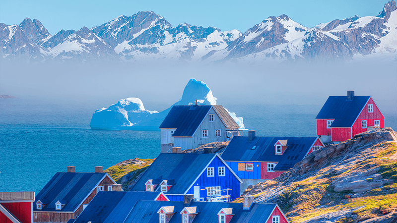 Greenland, covered in snow.