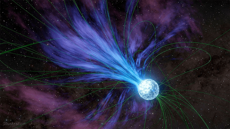 Magnetar losing material to space (artist concept).