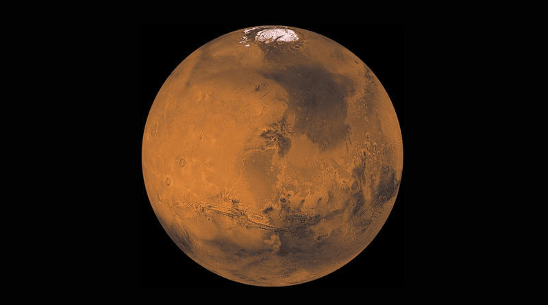 Image of planet Mars in space.