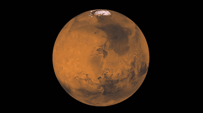 Image of planet Mars in space.