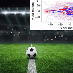 Football pitch, and a graph showing player movement.