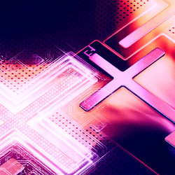 three crosses are seen on a circuit. with energy shown flowing through them