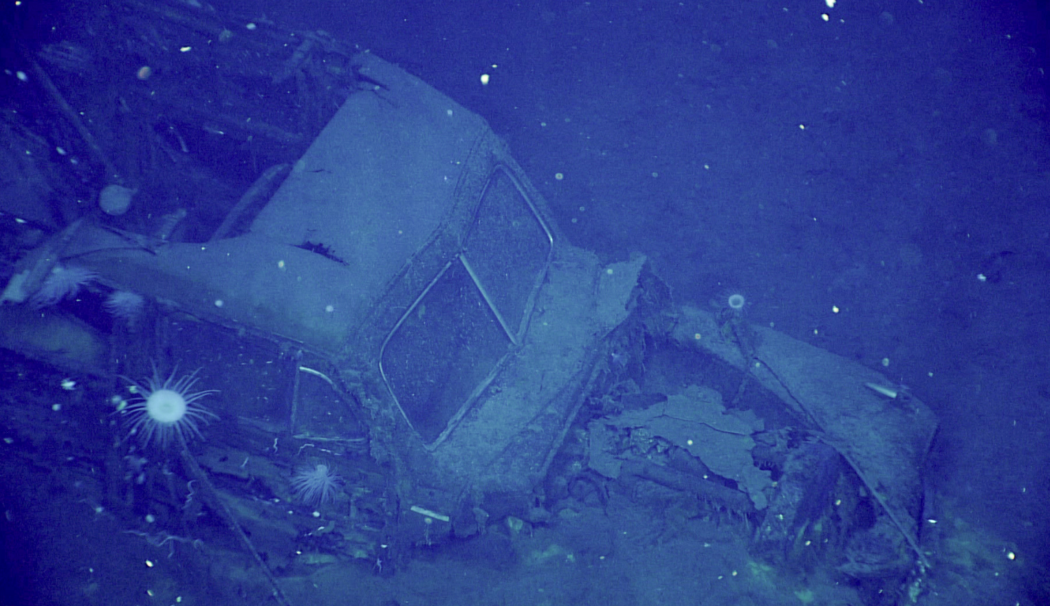 Another view of the sunken vehicle onboard the shipwreck of USS YORKTOWN Another view of the sunken vehicle onboard the shipwreck of USS YORKTOWN