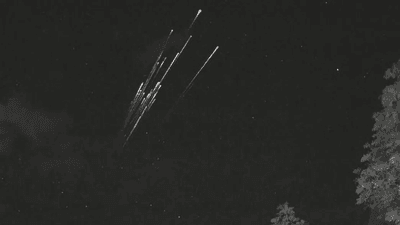 broken satelites burn like meteors in the sky at night. 
