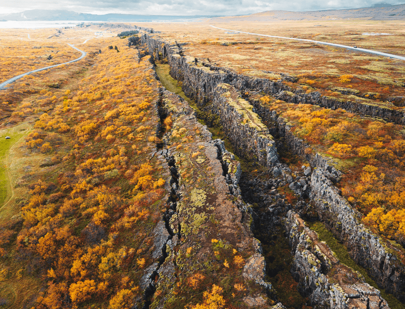 Iceland's Thingvellir National Park is a rare part of the world where the mid-ocean ridge system is above sea level.  