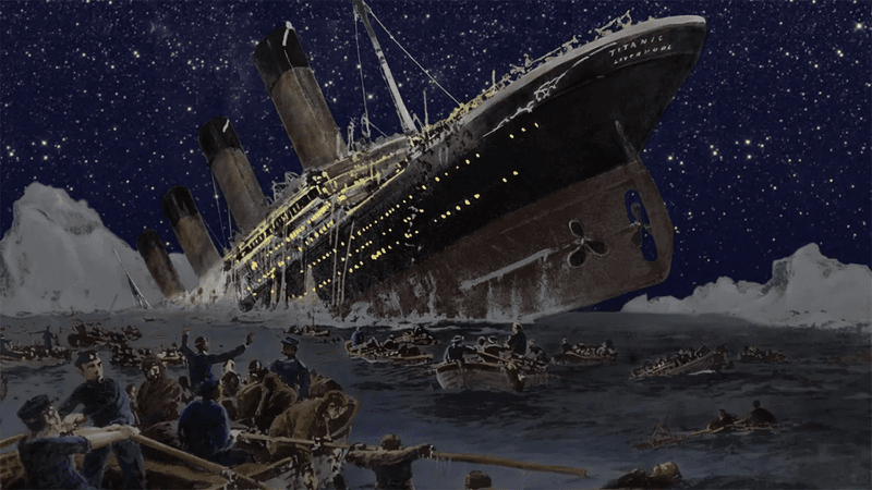 Painting of the Titanic sinking.
