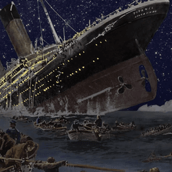 Painting of the Titanic sinking.