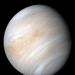 Here's a big hint on which planet is brightest from another: Venus as seen from Mariner 10, with almost all of it illuminated.